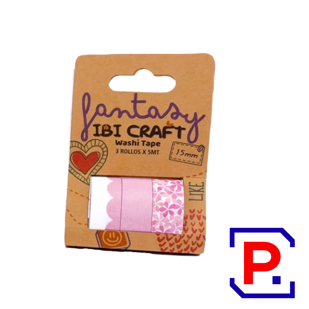 CINTA WASHI TAPE DISPLAY 3 ROLLOS DE 5MTS PINK 055794