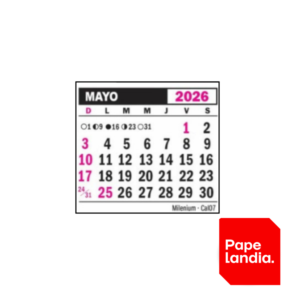 CALENDARIO CAL07 MENSUAL MIGNON X50 UNID MEDIDA: 5.2X5.2 2026