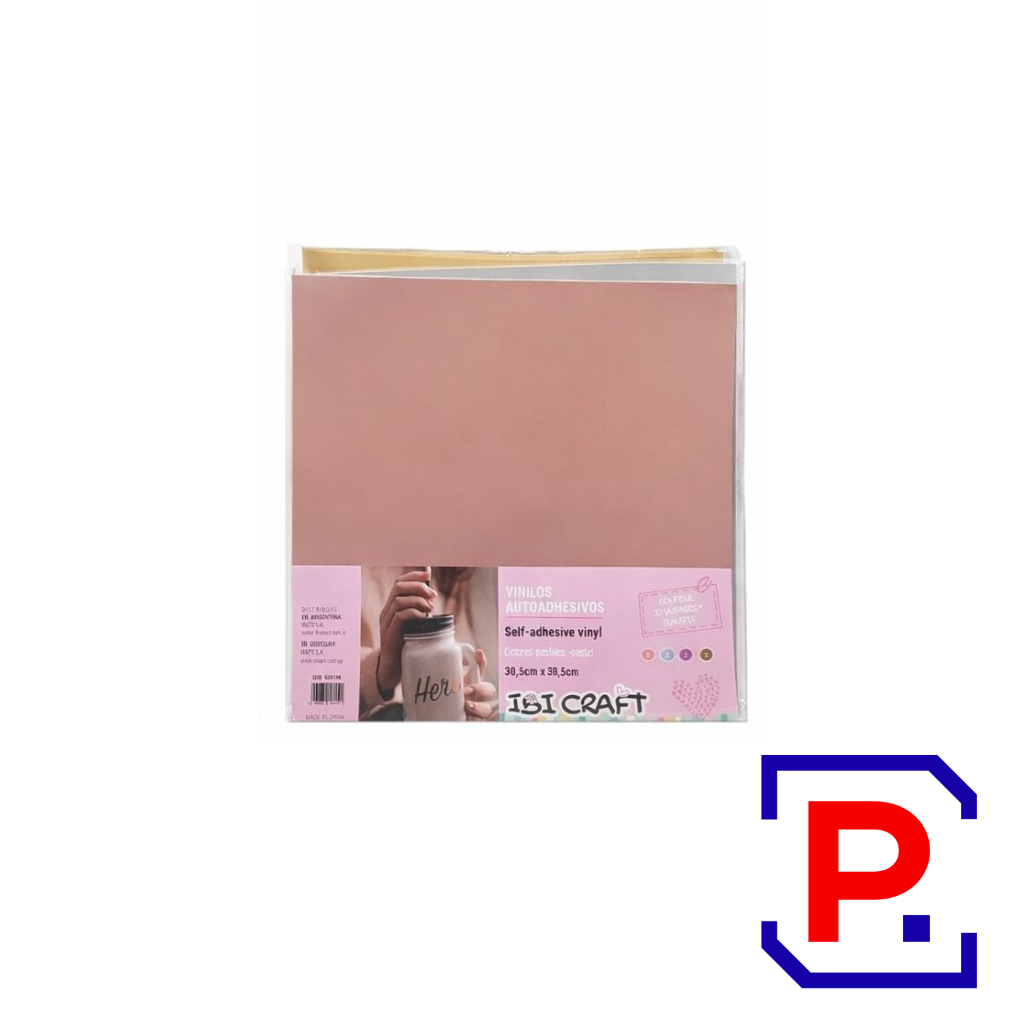 VINILO ADHESIVO 30*30 METALIZADOS SURTIDOS (PLATA-ORO-COBRE) 10HJS + TRANFER 625154
