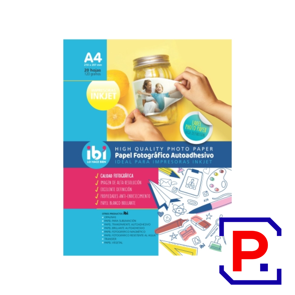 PAPEL FOTOGRAFICO A4 120GRS X 20HJS AUTOADHESIVO 620195
