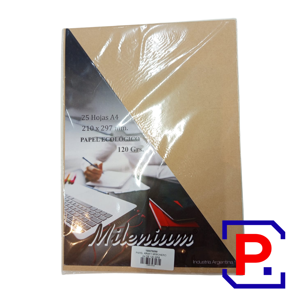 PAPEL KRAFT MISIONERO A4 DE 120 GRS MILENIUM X 25 UNID