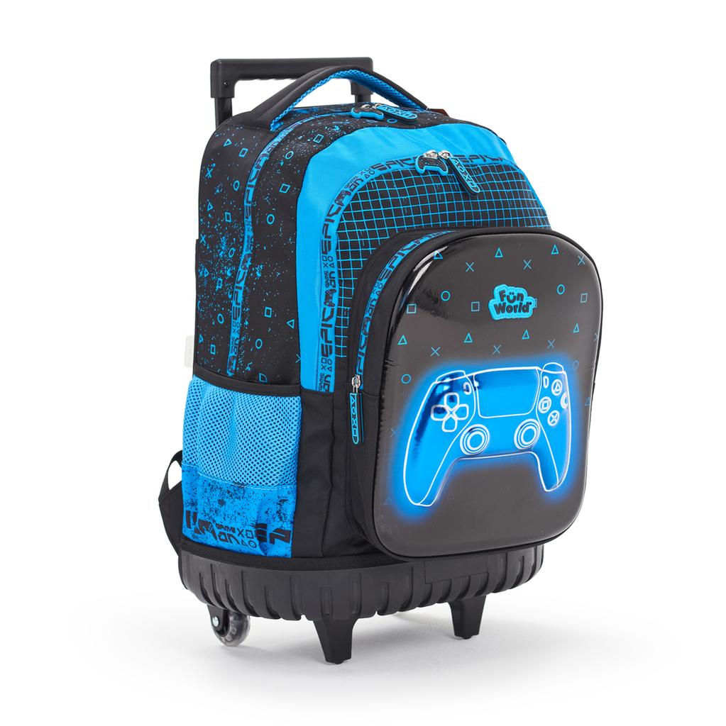 MOCHILA FUN WORLD CARRO 18" (AZUL) GAME ON 201231