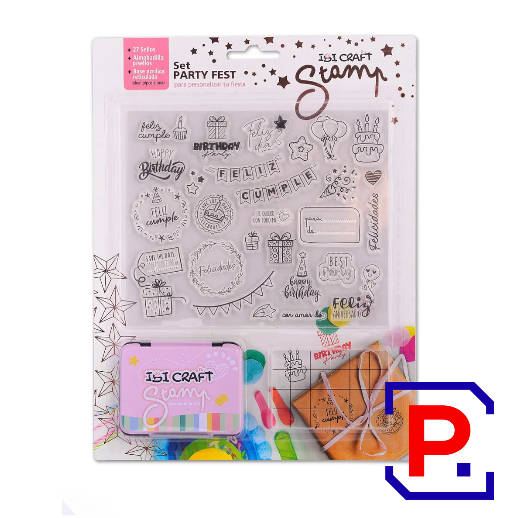 STAMP SET PARTY(SELLOS+ALMOHADILLA+BASE) 842002