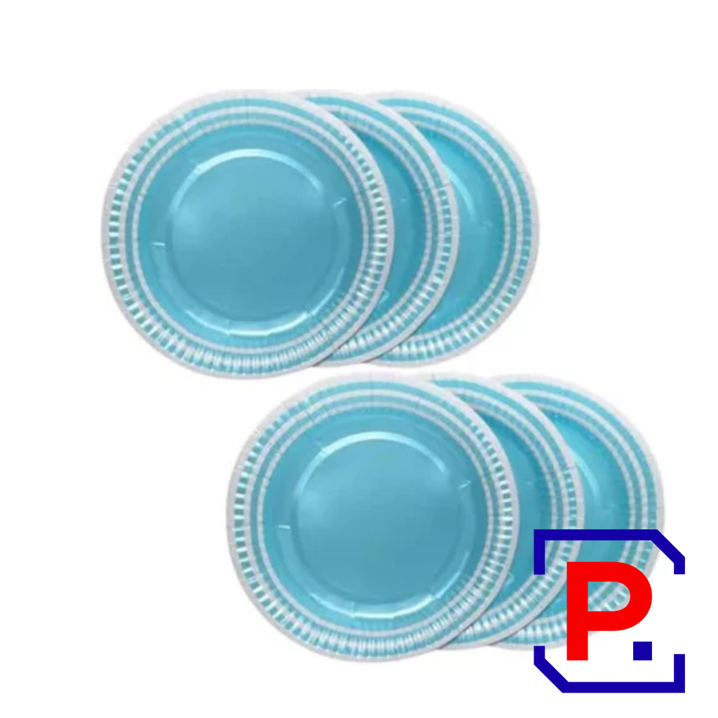 PLATO BANDEJA 23 CM POLIPAPEL PERLADO MARINERO CELESTE X6 UNIDADES