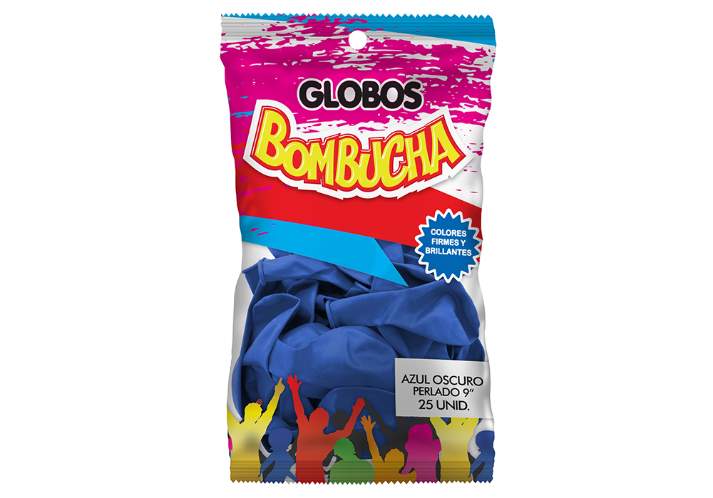 GLOBO BOMBUCHA PERLADO 9" AZUL OSCURO X 25UNID