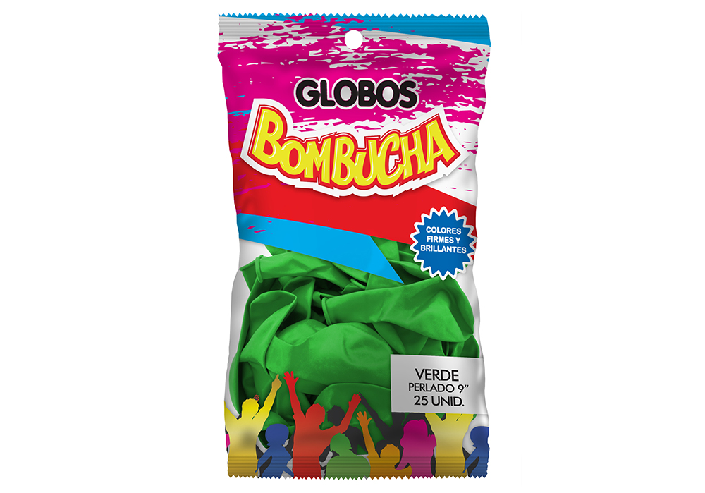 GLOBO BOMBUCHA PERLADO 9" VERDE X 25UNID