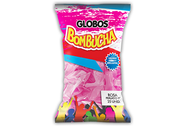 GLOBO BOMBUCHA PERLADO 9" ROSA X 25UNID