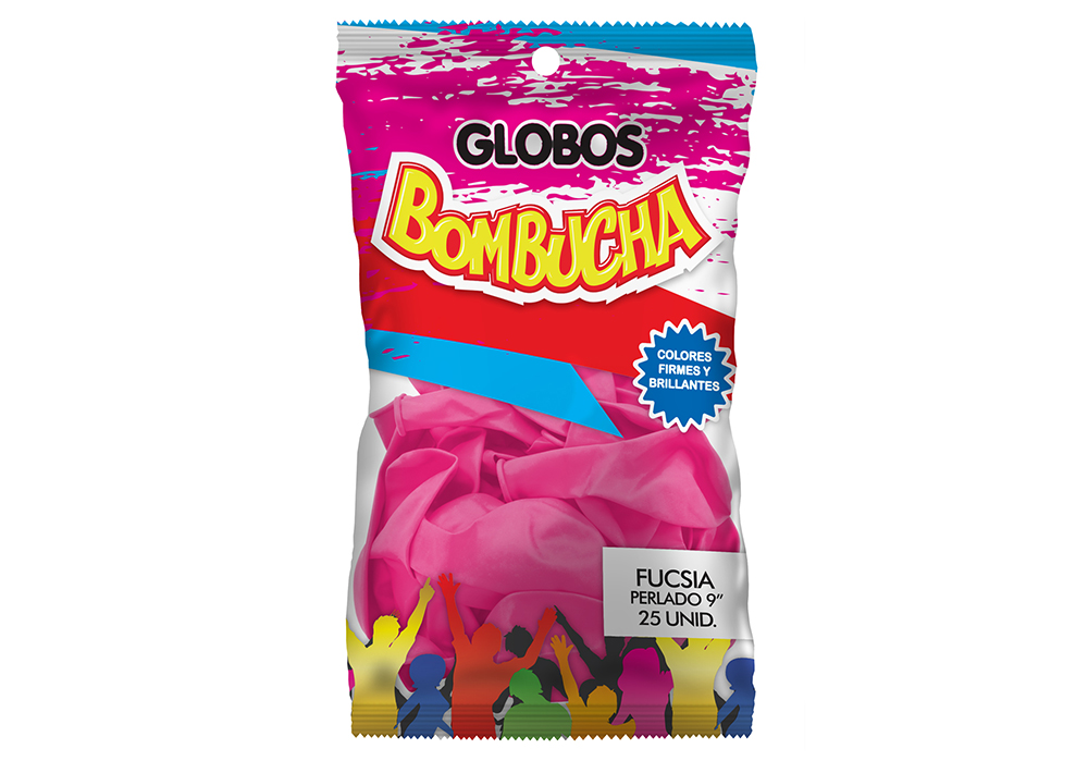 GLOBO BOMBUCHA PERLADO 9" FUCSIA X 25UNID