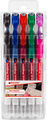 LAPICERA ROLLER EN GEL EDDING E-2185/5 SET X 5 (NEGRO,AZUL,ROJO,VERDE,ROSA)