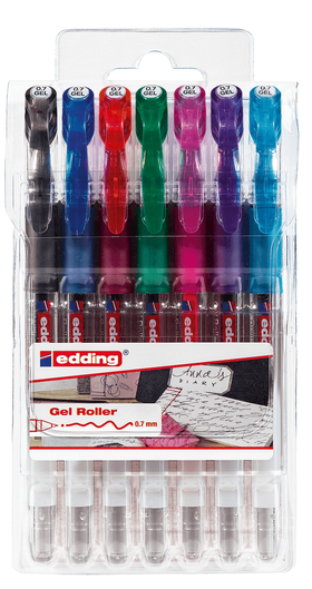 LAPICERA ROLLER EN GEL EDDING E-2185/7 SET X 7 (NEGRO,AZUL,ROJO,VERDE,ROSA,VIOLETA,CELESTE)