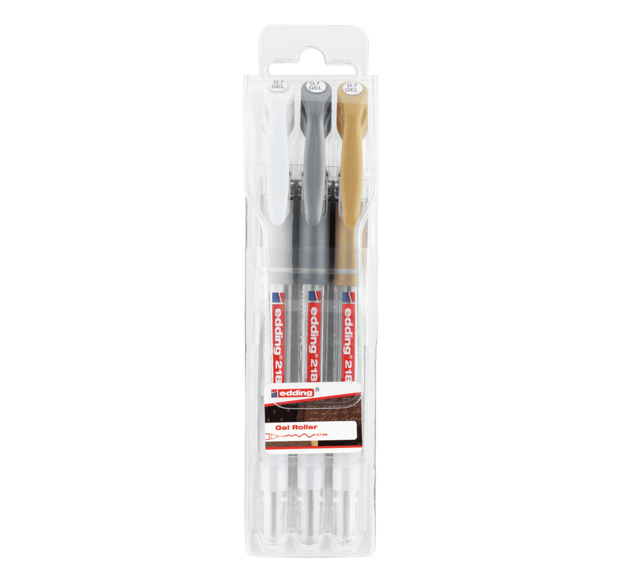LAPICERA ROLLER EN GEL EDDING E-2185/3 SET X 3 (ORO-PLATA-BLANCO)