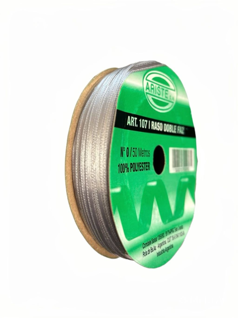 CINTA RASO DOBLE FAZ N0 PLATA (3MM) X 50MTS