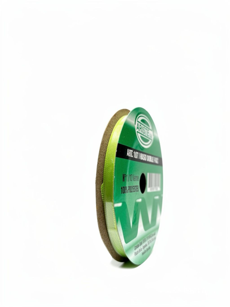 CINTA RASO DOBLE FAZ N1 VERDE MANZANA (6MM) X 10MTS