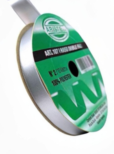 CINTA RASO DOBLE FAZ N2 PLATA (12MM) X 10MTS