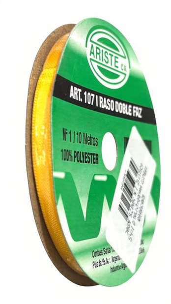 CINTA RASO DOBLE FAZ N1 AMARILLO (6MM) X 10MTS