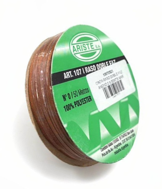 CINTA RASO DOBLE FAZ N0 MARRON (3MM) X 50MTS