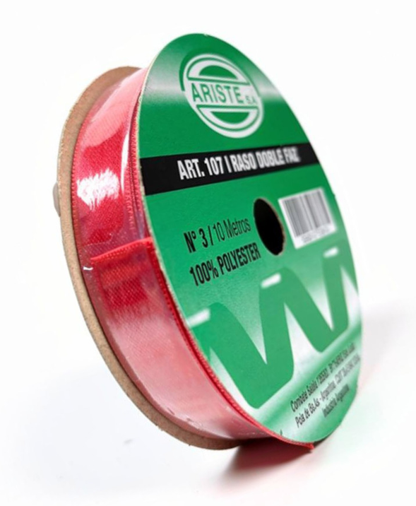 CINTA RASO DOBLE FAZ N3 ROJO (15MM) X 10MTS