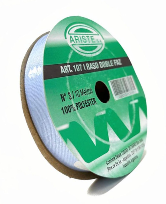 CINTA RASO DOBLE FAZ N3 CELESTE (15MM) X 10MTS
