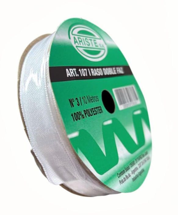 CINTA RASO DOBLE FAZ N3 BLANCO (15MM) X 10MTS