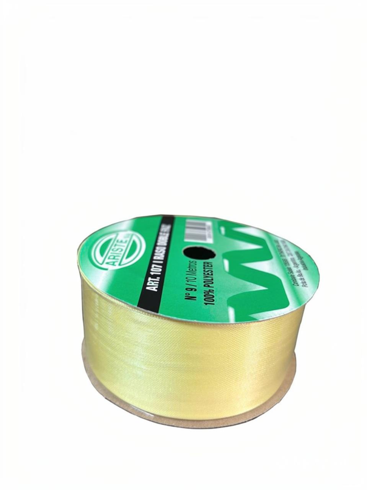 CINTA RASO DOBLE FAZ N9 AMARILLO PASTEL (40MM) X 10MTS