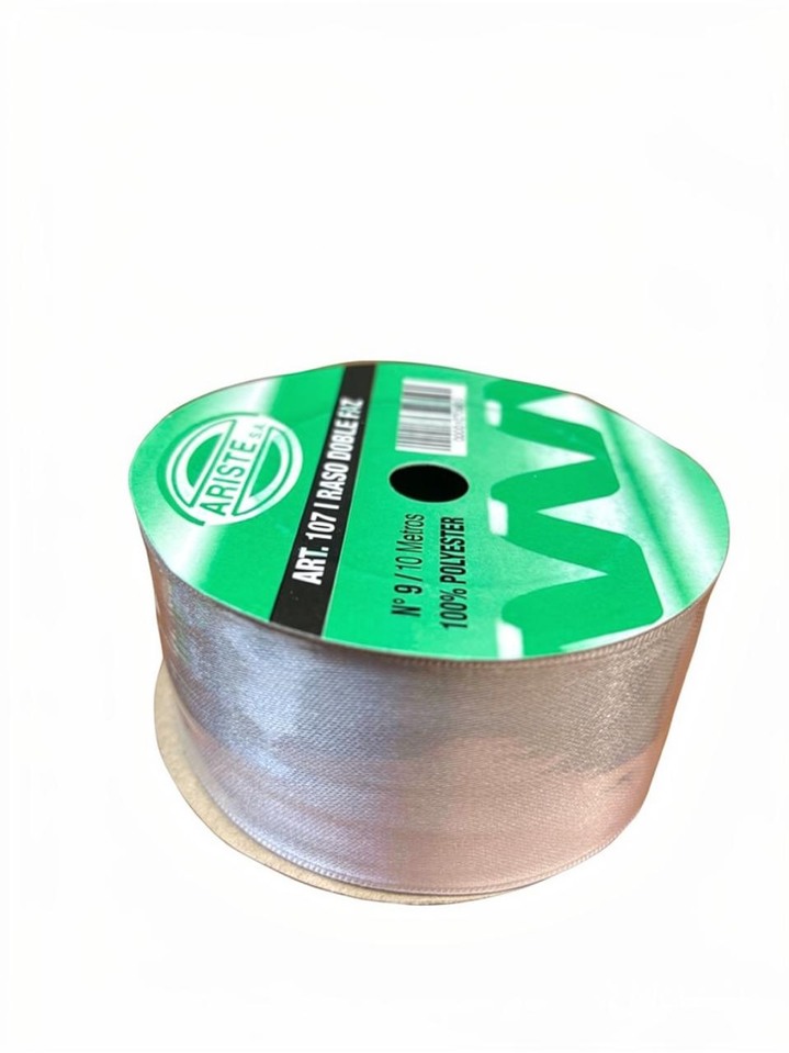 CINTA RASO DOBLE FAZ N9 PLATA (40MM) X 10MTS