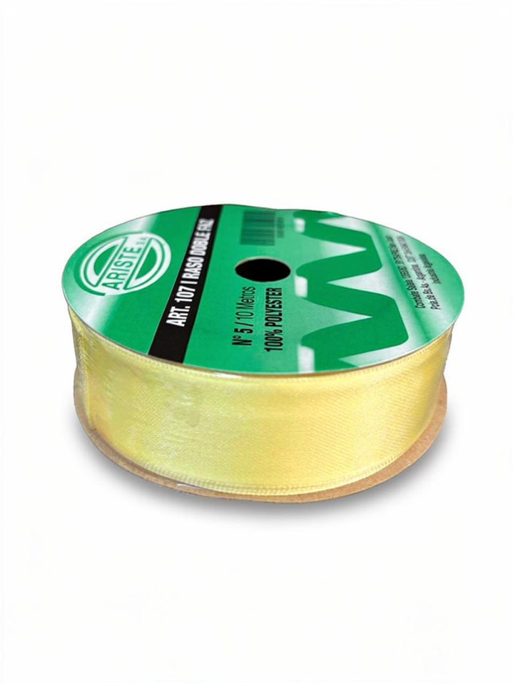 CINTA RASO DOBLE FAZ N5 AMARILLO PASTEL (25MM) X 10MTS