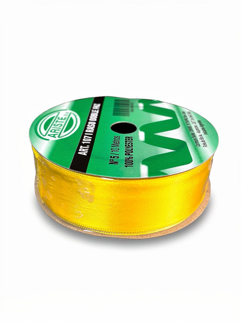 CINTA RASO DOBLE FAZ N5 AMARILLO (25MM) X 10MTS