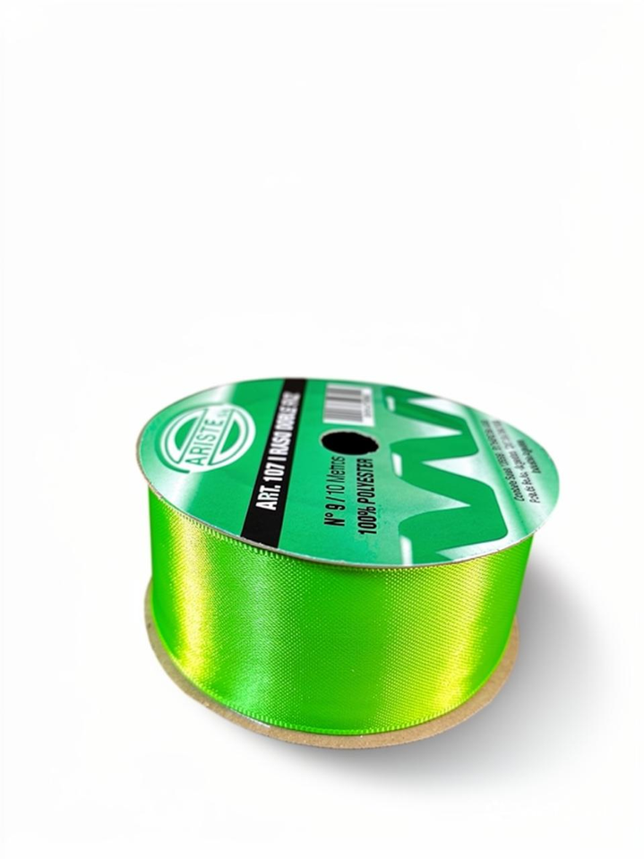 CINTA RASO DOBLE FAZ N9 VERDE MANZANA (40MM) X 10MTS