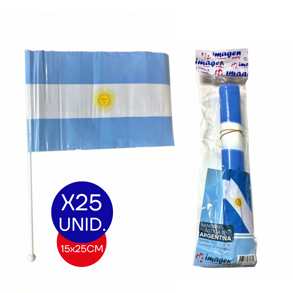 BANDERA PATRIA PLASTICA 15X25 CM X25 UNID.