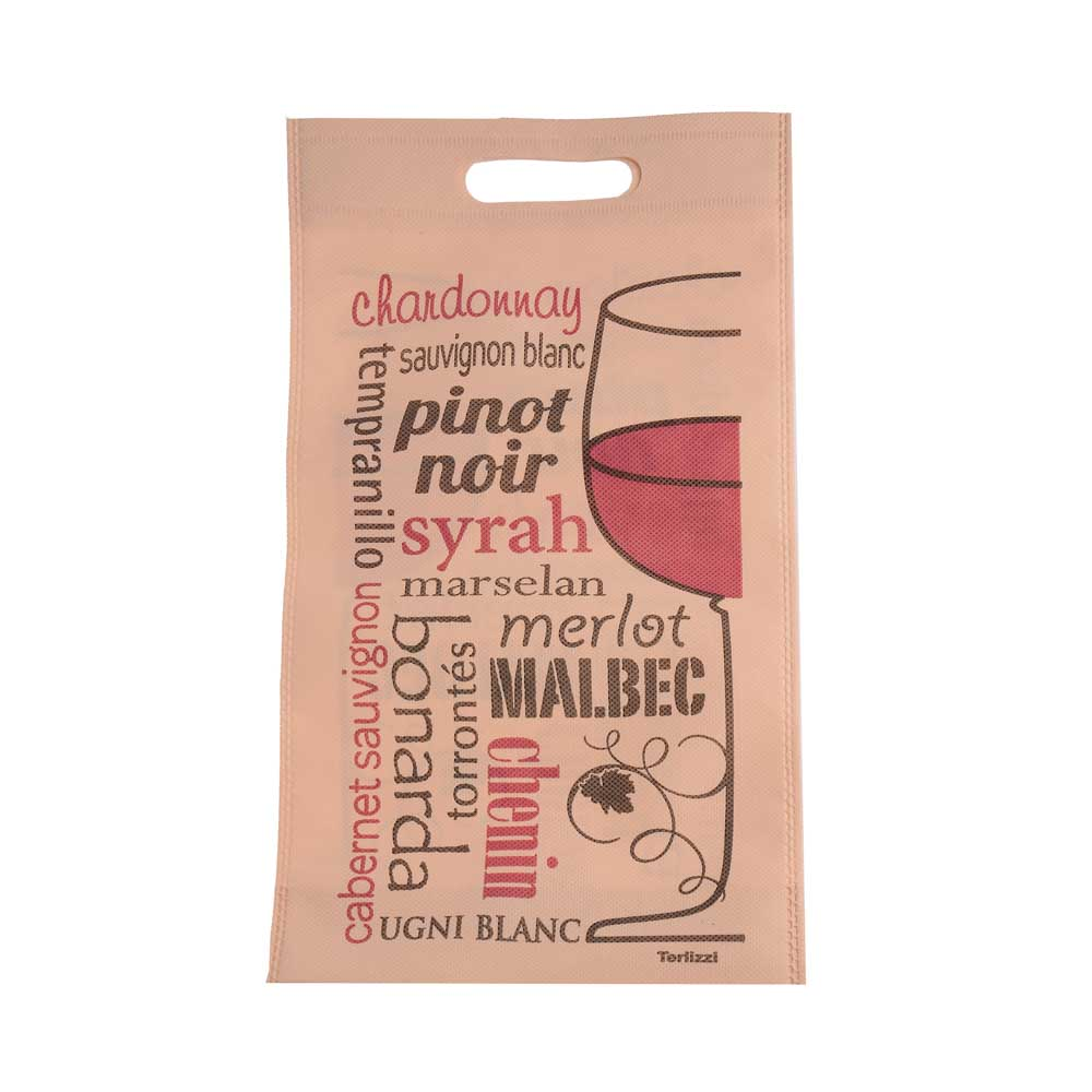 BOLSA FRISELINA 22.5 X 40 ESTAMPADA VINO BEIGE 8A-85 X 20 UNID.