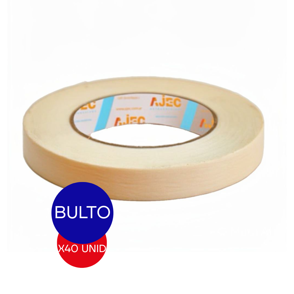 CINTA ADHESIVA BIFAZ DE PAPEL 18 MM X 30 MTS AJEC BULTO X 40 UNID.