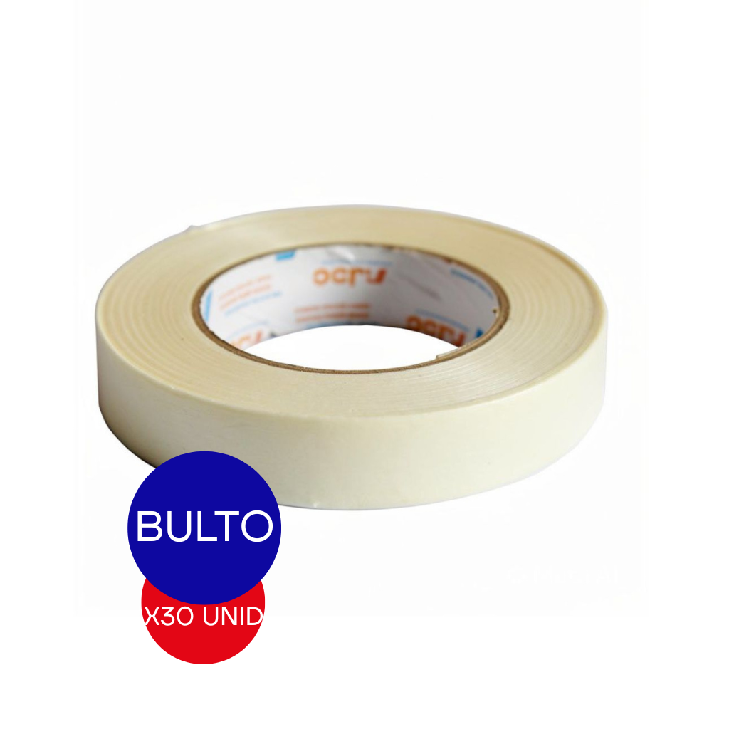 CINTA ADHESIVA BIFAZ DE PAPEL 24 MM X 30 MTS AJEC BULTO X 30 UNID.