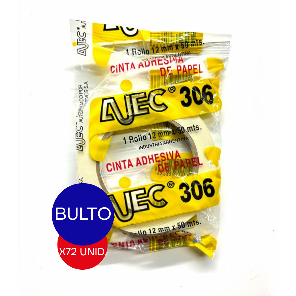 CINTA ADHESIVA DE PAPEL 12 MM X 50 MTS AJEC BULTO X 72 UNID.