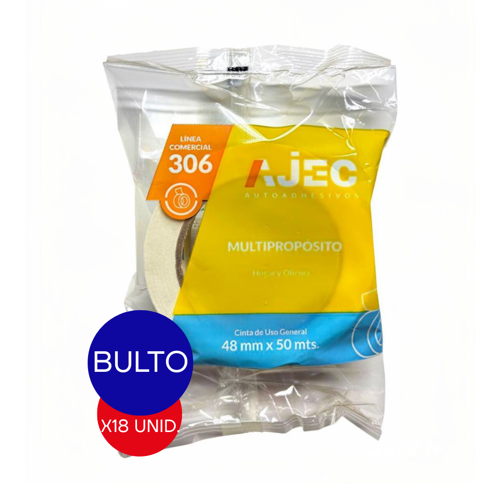 CINTA ADHESIVA DE PAPEL 48 MM X 50 MTS AJEC BULTO X 18
