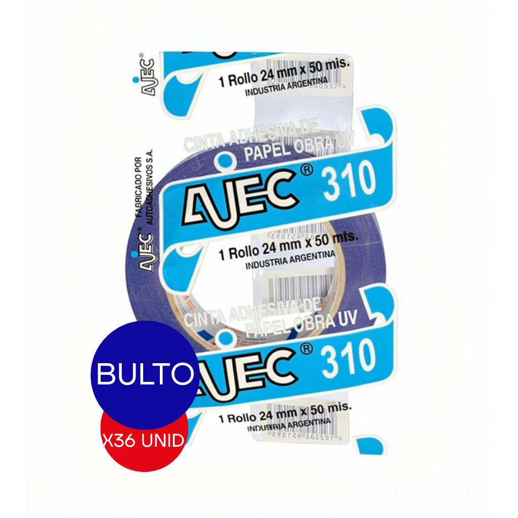CINTA ADHESIVA DE PAPEL AZUL OBRA 24 MM X 50 MTS AJEC BULTO X 36 UNID.