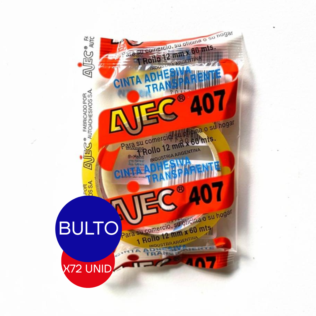 CINTA ADHESIVA TRANSP. 12 MM X 60 MTS AJEC BULTO X 72 UNID.