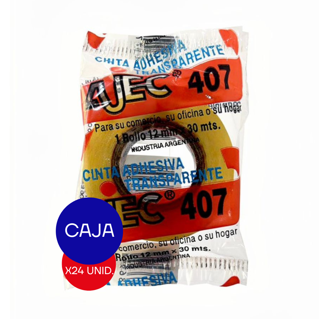 CINTA ADHESIVA TRANSP. 12 MM X 30 MTS AJEC CAJA X 24 UNID.