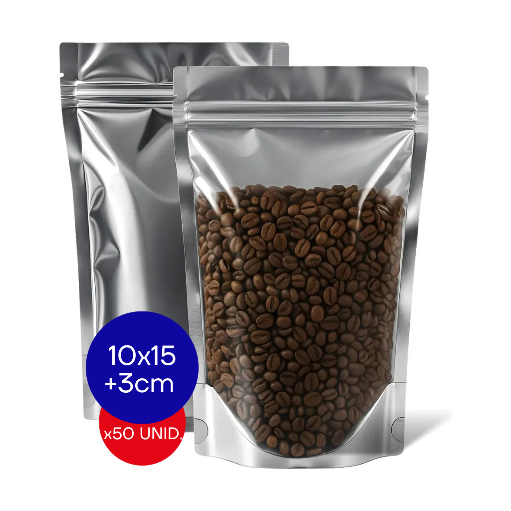 BOLSA DOYPACK METALIZADO PACK X50 UNID 10X15 + 3CM
