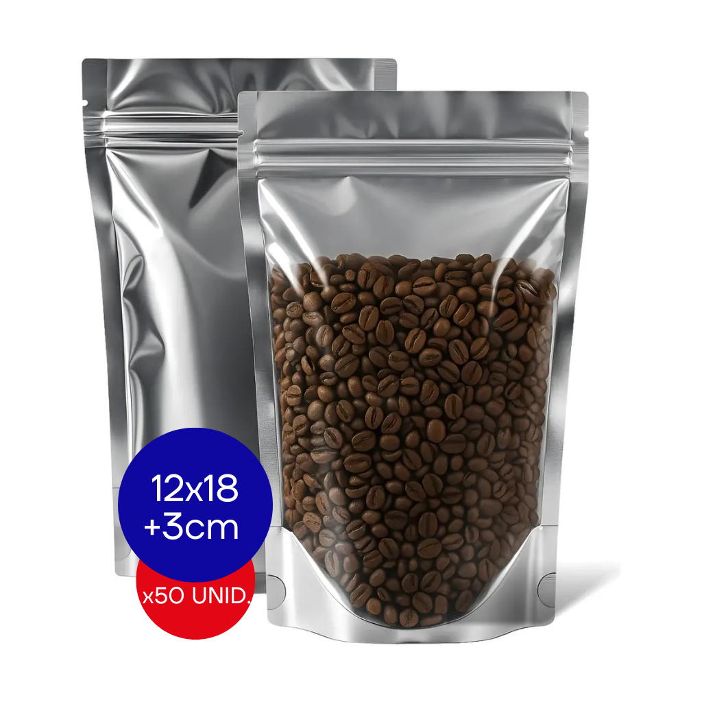 BOLSA DOYPACK METALIZADO PACK X50 UNID 12X18 + 3CM