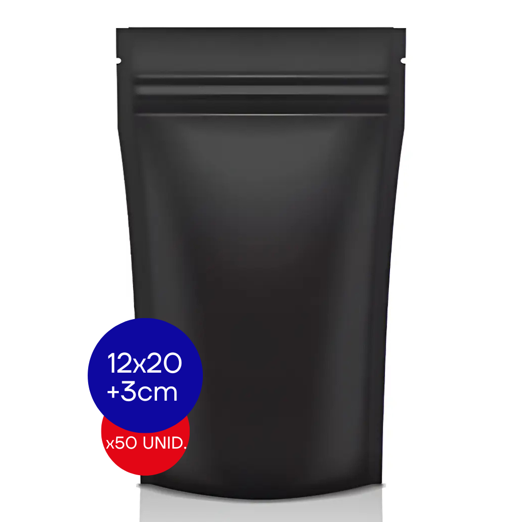 BOLSA DOYPACK NEGRA PACK X50 UNID 12X20 + 3 CM