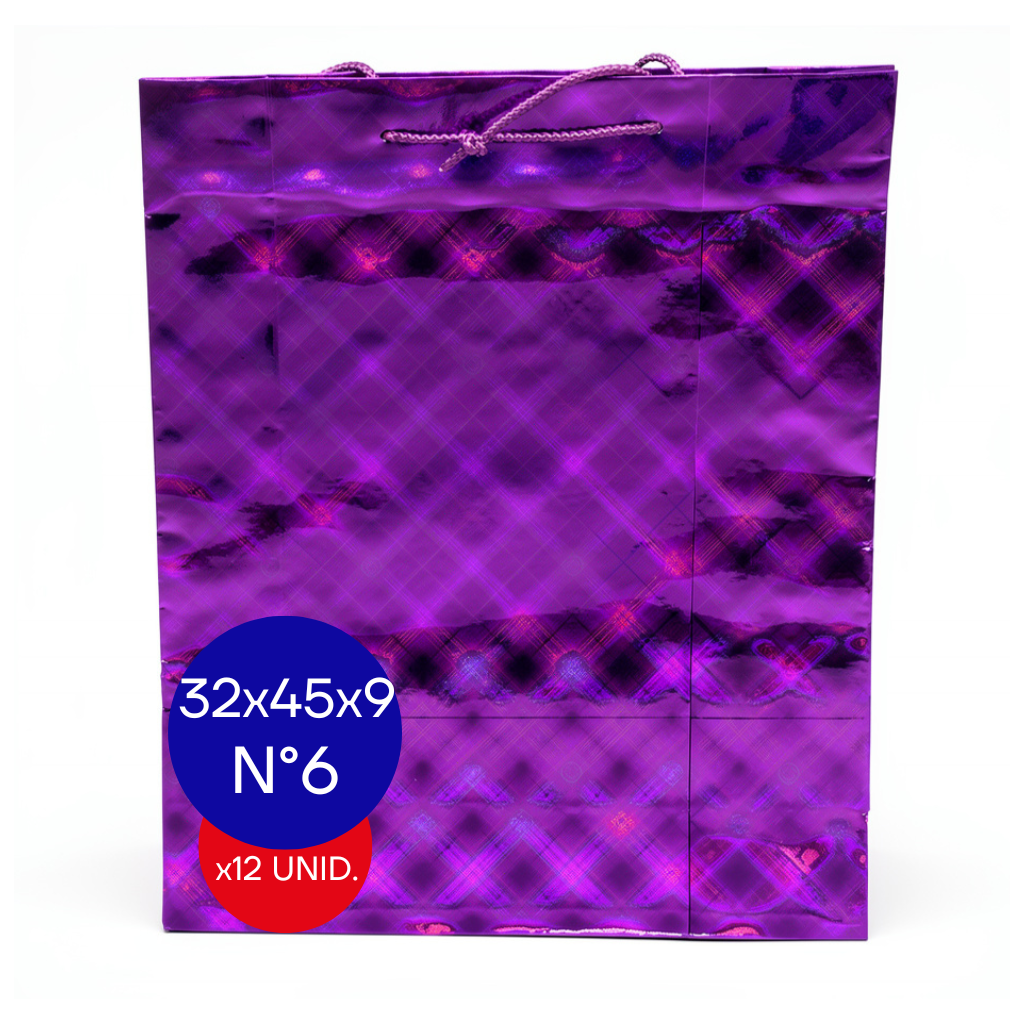 BOLSA HOLOGRAFICA NRO 6 (32X45X9) VIOLETA PAQ X12 UNID.