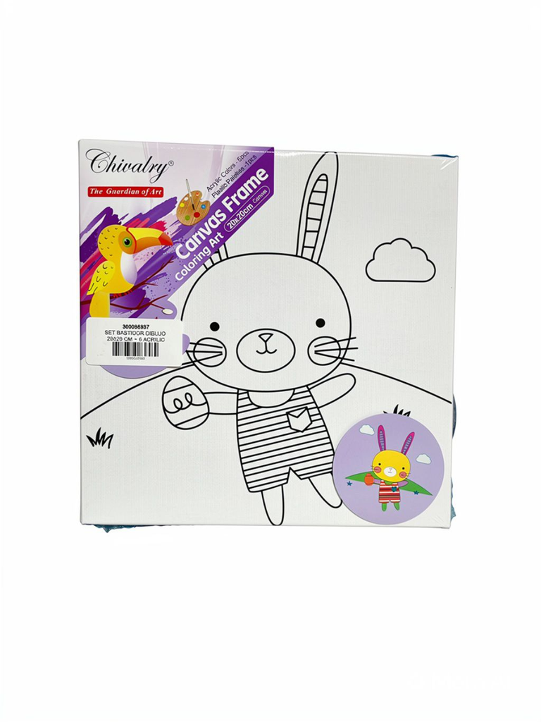SET BASTIDOR DIBUJO 20X20CM + 6 ACRILICO + 1 PINCEL M1