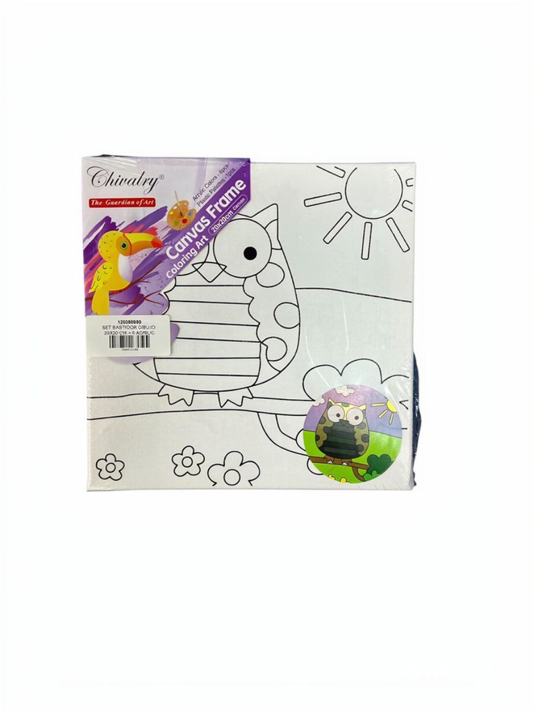 SET BASTIDOR DIBUJO 20X20CM + 6 ACRILICO + 1 PINCEL M4