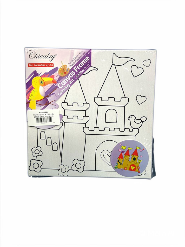 SET BASTIDOR DIBUJO 20X20CM + 6 ACRILICO + 1 PINCEL M5