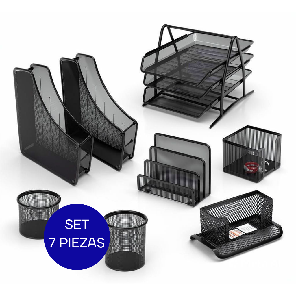 SET ORGANIZADOR DE ESCRITORIO 7 PIEZAS BAK-1221