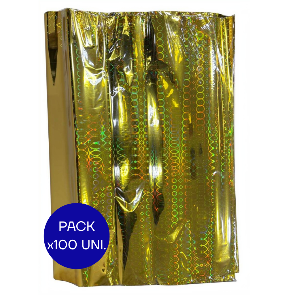 PAPEL HOLOGRAFICO DORADO PAQ X100