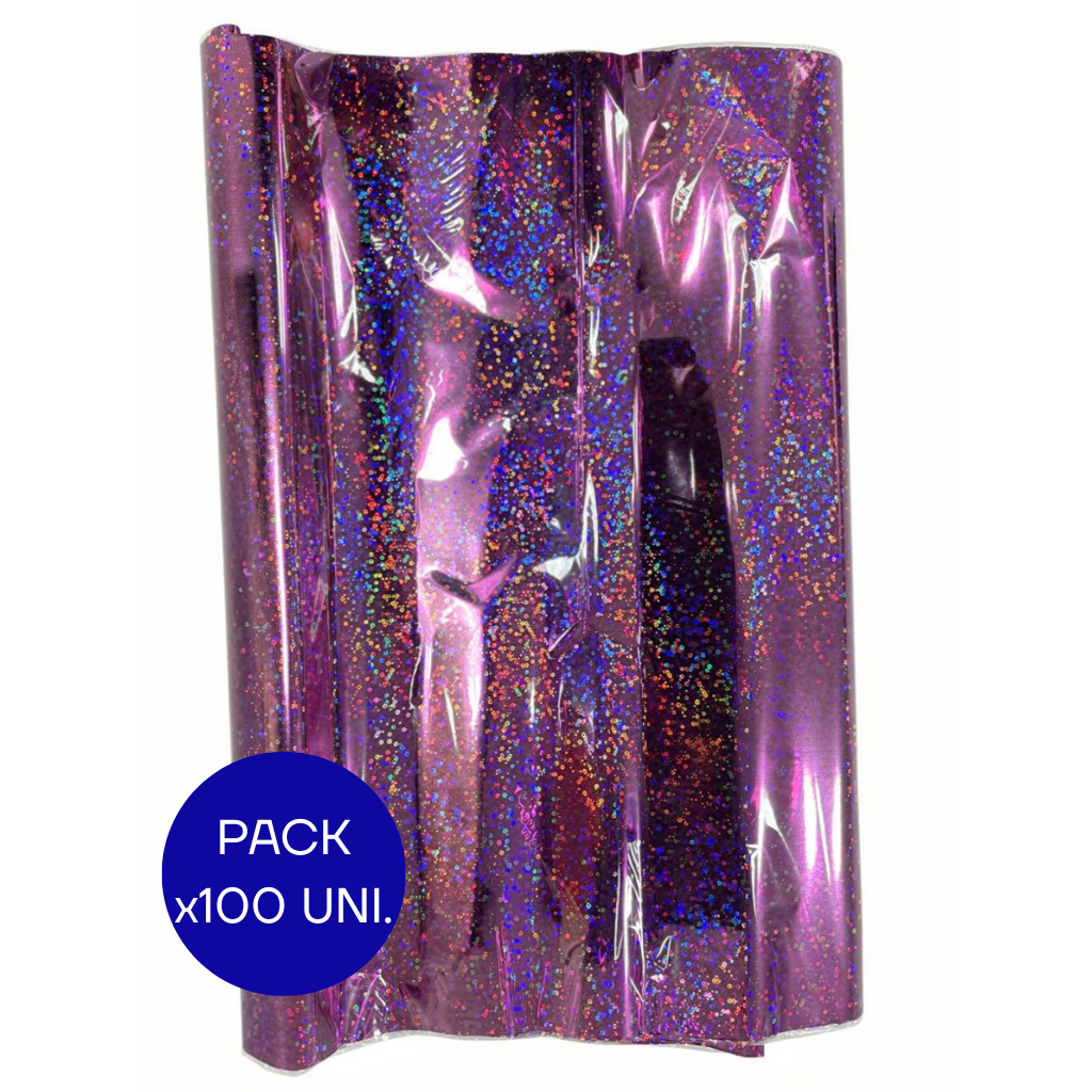 PAPEL HOLOGRAFICO FUCSIA PAQ X100