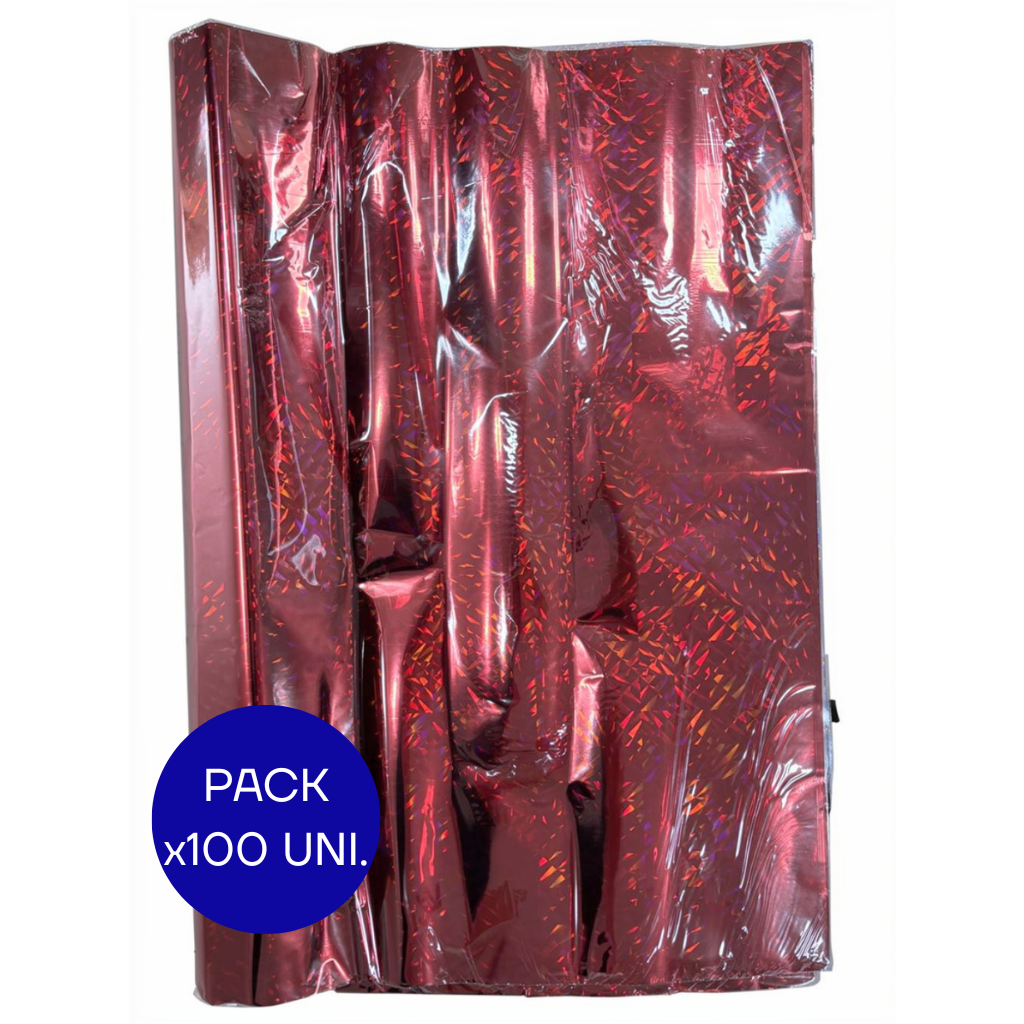 PAPEL HOLOGRAFICO ROJO PAQ X100