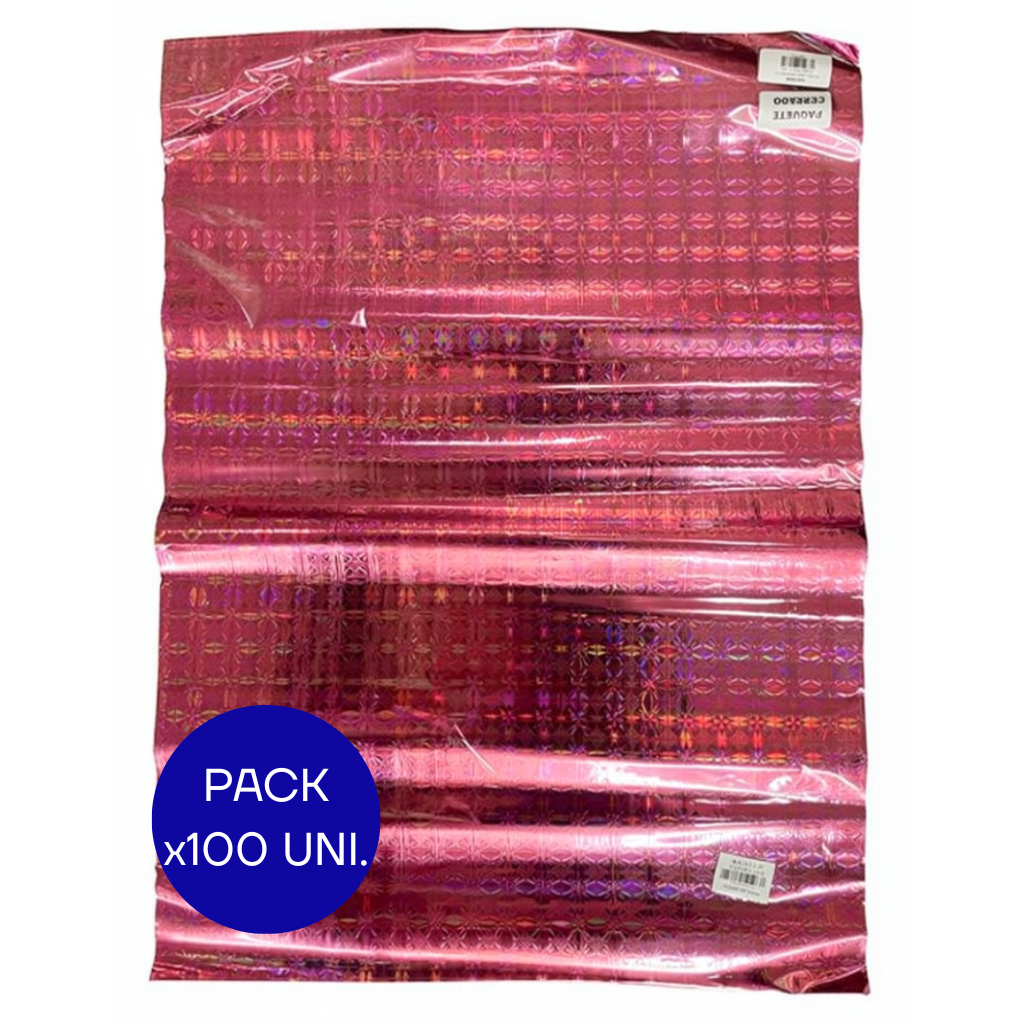 PAPEL HOLOGRAFICO ROSA PAQ X100