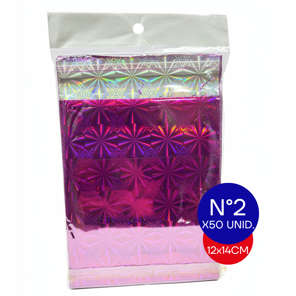 SOBRE HOLOGRAFICO NRO 2 (12X14CM) FUCSIA X 50 UNID.